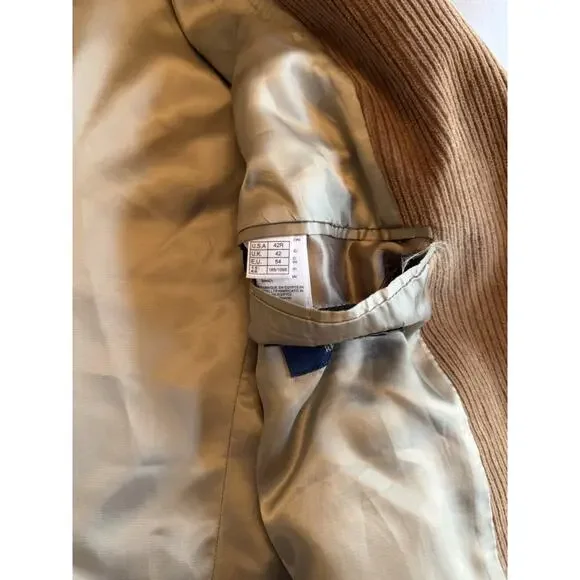 Brooks Brothers Regent Fit Men's 42R Tan Corduroy Sport Coat Blazer